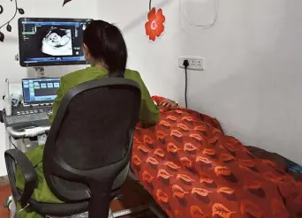  ?? M. SRINATH ?? A vital test: The Tamil Nadu Government Multi Super Speciality Hospital has been offering nuchal translucen­cy scan and blood test for women in their 1114 weeks of pregnancy.