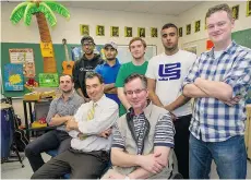  ?? JENELLE SCHNEIDER/PNG ?? The Windermere Boys Club includes: back row from left, Paulveer Aujla, Jerry Rakhra, Liam Pozzolo, Baldeep Sahota, Kris Price; and front row from left, Vittorio Coletta, vice-principal Damian Wilmann, and Robert Best.