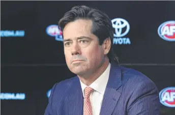  ?? ?? AFL chief executive Gillon McLachlan says the decision on a Tasmanian team is ‘on track’.