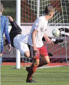  ?? FOTO: JOSEF KOPF ?? Gerne auch wieder gegen den VfL Nagold: Ein Wangener Ball schlägt im Tor von Calcio Leinfelden-Echterding­en ein.