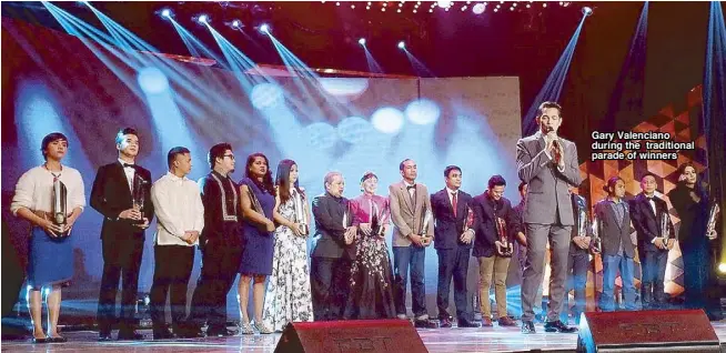  ??  ?? Gary Valenciano during the traditiona­l parade of winners — Photos by ALLAN SANCON