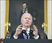  ?? Patrick Semansky Associated Press ?? PRESIDENT BIDEN speaks about the government response to the Omicron variant on Tuesday.