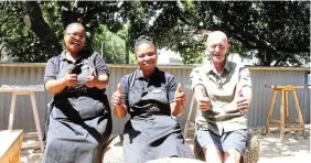  ?? ?? FEELING POSITIVE: Zuki Rigala, Phumla Tyokwana and Graeme Paper give a thumbs up for the season, and the Volo’s future trajectory.