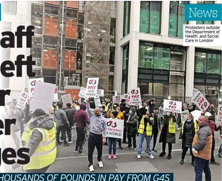  ?? ?? News Protesters outside the Department of Health and Social Care in London