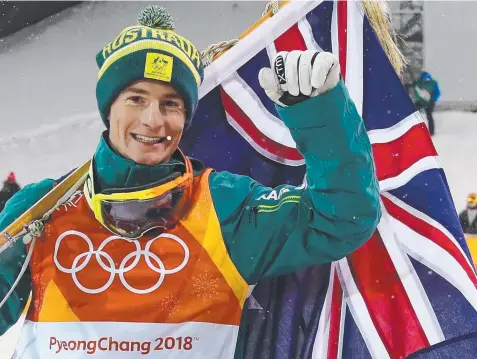  ?? Picture: CAMERON SPENCER/GETTY ?? MOVING MOUNTAINS: Australian silver medallist Matt Graham after the men’s freestyle moguls final.