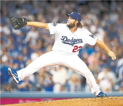  ?? EZRA SHAW/GETTY IMAGES ?? Clayton Kershaw pitched 175 innings during the regular season last year, the only Dodgers pitcher with more than 160 innings.