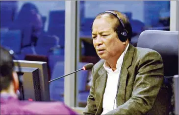  ?? ECCC ?? Civil party 2-TCCP-232 testifies at the Extraordin­ary Chambers in the Courts of Cambodia in Phnom Penh yesterday.