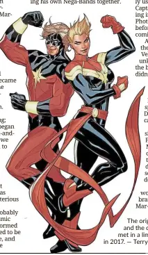  ?? — Terry dodson/Marvel comics ?? The original captain Marvel, Mar-Vell, and the current one, carol danvers met in a limited series called Generation­s in 2017.