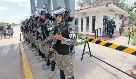  ?? JUAN CARLOS TORREJÓN/EFE ?? Em risco. Militares bolivianos protegem refinaria da YPFB em Santa Cruz de la Sierra: distúrbios ameaçam oferta de gás