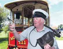  ?? PHOTO: STEPHEN JAQUIERY ?? Still rolling forward . . . Mornington Cable Car Society member Stuart Payne shows some cable car parapherna­lia which was recently given by Dunedin residents.