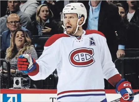  ?? GETTY IMAGES FILE PHOTO ?? The Habs will miss Shea Weber’s powerful point shot a lot longer, after the Habs said right knee surgery will keep him out maybe close to Christmas.