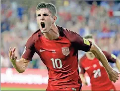  ?? File, John Raoux / The Associated Press ?? The United States’ Christian Pulisic celebrates Friday after scoring a goal against Panama during a World Cup qualifying match in Orlando, Fla.