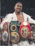  ?? Anthony Joshua celebrates his win. ??