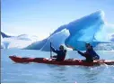  ??  ?? Above: Ice kayaking around the Upsala Glacier. Above left: Explora’s awardwinni­ng interior