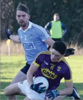  ??  ?? Wexford match-winner Barry O’Connor beats Seán McMahon of Dublin to the ball.