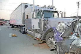  ??  ?? This image, provided by the Chattanoog­a Police Department, shows a fatal accident scene on June 25, 2015, in an Interstate 75 constructi­on zone.