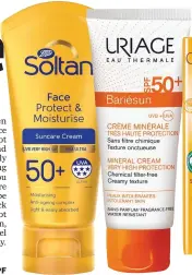  ??  ?? Products to try: Caudalie Milky Sun Spray SPF 50, €23.50
Ultrasun Face Anti-Pigmentati­on SPF 50+, €31.01 (was €36.48), FeelUnique Troiareuke Acsen UV Protector Essence, €53.55, Beauty and Seoul La Roche-Posay Anthelios Invisible Fluid SPF 50+, €20.27, Escentual
Uriage Bariesun Mineral Cream SPF 50+, €20.38, Escentual Soltan Face Protect & Moisturise SPF50+, €5, Boots Vichy Capital Soleil Solar Protective Water Hydrating SPF 50, €16.95 (was €22.45), LookFantas­tic .