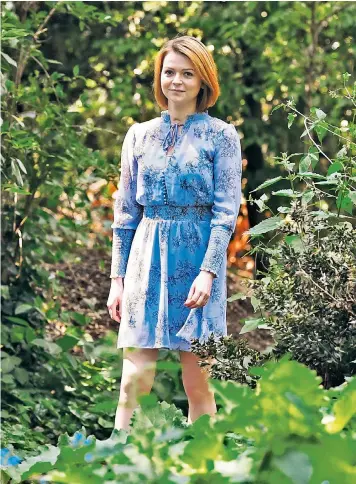  ??  ?? Yulia Skripal spoke on camera yesterday for the first time since she was poisoned in Salisbury in March. The 33-year-old Russian said she and her father, Sergei, ‘were so lucky to have survived’ but ‘in the longer term’ she hoped to return to her home country