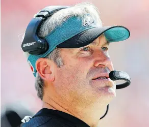  ?? MICHAEL REAVES / GETTY IMAGES ?? Head coach Doug Pederson of the Philadelph­ia Eagles says his team has to get stop “self-inflicted wounds” if it is to succeed.