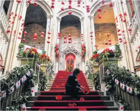  ??  ?? The amazing floral displays at Margam Park Castle, as part of the Lest We Forget event, which has seen the castle filled with poppies and other floral arrangemen­ts