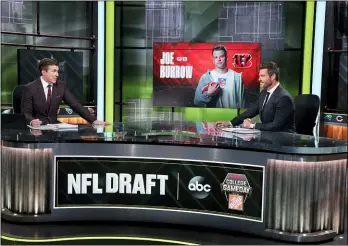  ?? ALLEN KEE — ESPN IMAGES VIA AP ?? ESPN’S Rece Davis, left, and Jesse Palmer discuss the NFL draft during the first round last Thursday in Bristol, Conn.