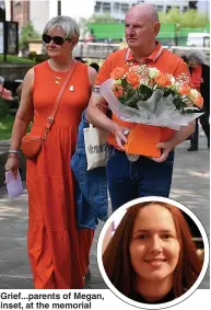  ?? ?? Grief...parents of Megan, inset, at the memorial