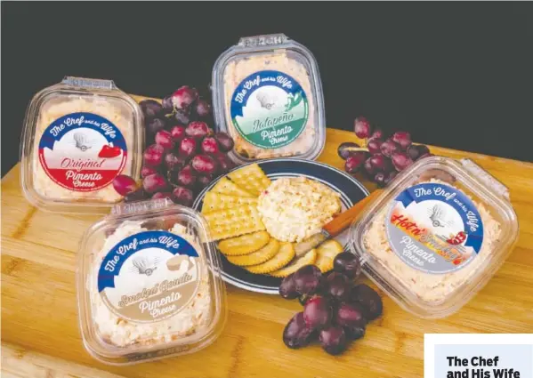  ?? PHOTO BY CHLOE GOODMAN ?? Four flavors of pimento cheese made by The Chef and His Wife will be stocked in 134 Food City stores within coming months. Currently, the local company has its pimento cheese in 25 Food City locations from Calhoun, Georgia, through Chattanoog­a to Cleveland, Tennessee.