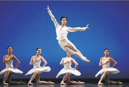  ?? Erik Tomasson ?? Joseph Walsh performs Harald Lander’s “Études” with other San Francisco Ballet dancers.