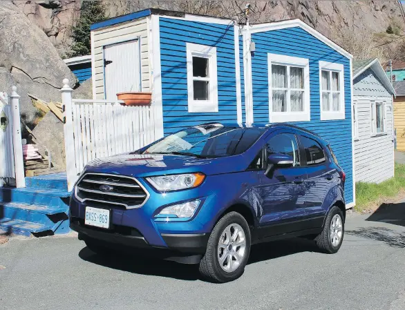  ?? PHOTOS: PETER BLEAKNEY ?? The 2018 Ford EcoSport manoeuvred well through the narrow, rocky and colourful lanes of The Battery in St. John’s, N.L., reports Peter Bleakney.