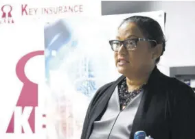  ?? ?? Former chairman of Key Insurance Natalia Gobin-gunter addresses shareholde­rs during an AGM in 2019.