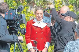  ??  ?? Far left: filming The Golf Explorers in Ceres, Fife. Left: Jason Connery. Above: Di Dougherty prepares to film a scene.