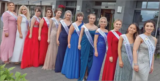  ??  ?? The candidates on Saturday with last year’s Rose Abby McKenna and, right, new Rose Lorna Mallick.