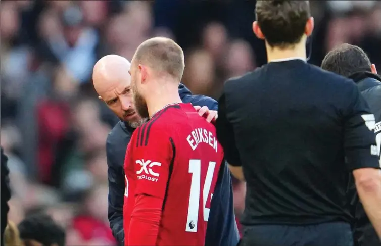  ?? FOTO: GETTY IMAGES ?? Både Christian Eriksens og Erik ten Hags fremtid synes at haenge i en tynd tråd.