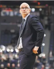  ?? Associated Press file photo ?? UConn coach Dan Hurley, seen here during a game earlier this season, watched his Huskies get beat by Villanova on Saturday in New York.