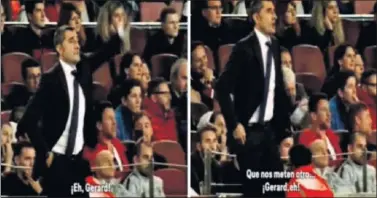  ??  ?? EL MOMENTO TENSO DE LA JORNADA. Piqué y Valverde tuvieron su momento de discusión.