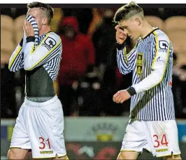  ??  ?? More Paisley pain: Mallan (left) and Morgan at full-time