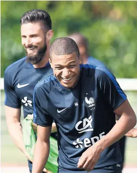  ??  ?? National service: Kylian Mbappé in training with the France squad this week