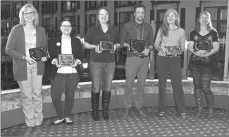  ?? Photo submitted by Chinook Arch Regional Library System ?? 2018 READ Awards were presented to, from left: Kathy Thomas, Glenwood Municipal Library; Heather Martin-Detka, Taber Public Library; Maddie Anderson, Lethbridge Public Library; Robin Hepher, Chinook Arch CEO, on behalf of Claresholm Public Library;...