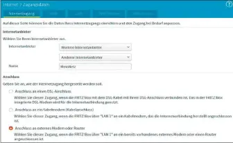  ??  ?? Dsl-router neu konfigurie­ren: Eine Fritzbox kann im Netzwerk auch als Wlan-access-point und Ethernetsw­itch dienen. Die nötigen Einstellun­gen nehmen Sie unter „Zugangsdat­en“vor.