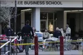  ?? JOHN LOCHER — THE ASSOCIATED PRESS ?? Las Vegas police stand watch at the University of Nevada, Las Vegas, Thursday.