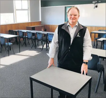  ??  ?? STAYING HOME: Horsham’s St Brigid’s College principal Peter Gutteridge has decided to continue with remote learning arrangemen­ts despite a Federal Government scheme to get students back into classrooms. Picture: PAUL CARRACHER