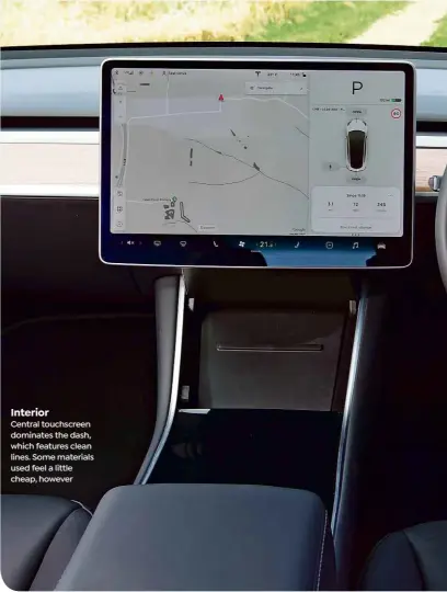  ??  ?? Interior
Central touchscree­n dominates the dash, which features clean lines. Some materials used feel a little cheap, however