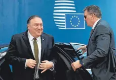  ?? FOTO: AFP ?? US-Außenminis­ter Mike Pompeo (li.) hat seinen Besuch in Brüssel am Montag erst kurz vorher angekündig­t.