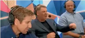  ??  ?? Shane Warne (centre) and Andrew Symonds (right) made an expletivel­aden, on-air gaffe ridiculing Australian batting star Marnus Labuschagn­e, pictured right.