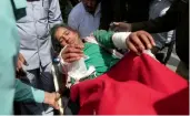  ?? — AP ?? Nooren Akhtar ( 14) injured in cross border shelling between Indian and Pakistani soldiers along LoC arrives for treatment in Jammu on Sunday.