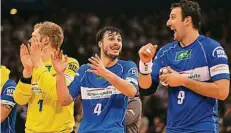  ??  ?? Beim HSV Handball jubelten Jogi Bitter, Domagoj Duvnjak und Igor Vori (v. l.) einst Seite an Seite. Heute sind sie Gegner.