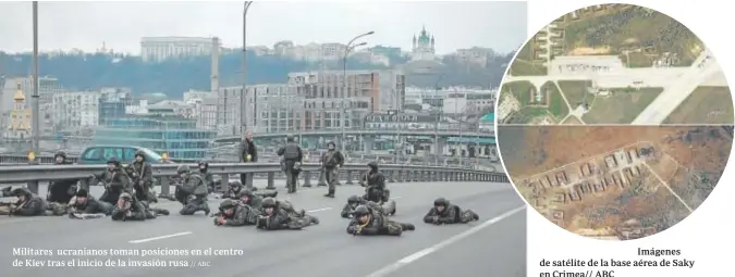  ?? // ABC ?? Militares ucranianos toman posiciones en el centro de Kiev tras el inicio de la invasión rusa