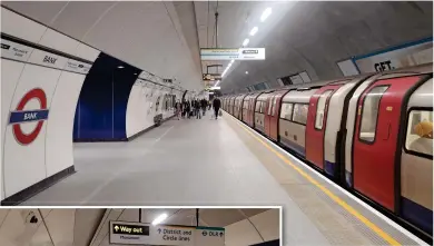  ?? CHRIS DATE. ?? A new and wider southbound Northern Line platform has now opened at Bank (above), alongside a spacious concourse in the old running tunnel.