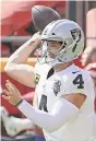  ?? DEREK CARR BY DENNY MEDLEY/ USA TODAY SPORTS ??