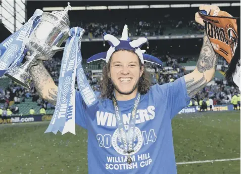  ??  ?? 0 Stevie May celebrates after helping St Johnstone to Scottish Cup glory in 2014 – their only piece of major silverware to date.